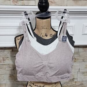 Nautica 3pk‎ active athletic workout lounge bras bralettes plus size 2X new